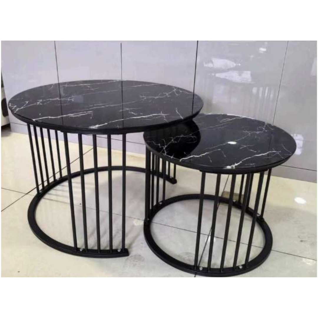  Modern Black Marble Nesting Center Table Set